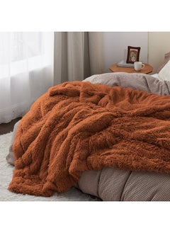 Bedsure Bedsure Soft Burnt Orange King Size Blanket for Bed, Fluffy Fuzzy Large King Blanket for Winter, Cozy Plush Sherpa Fleece Faux Fur Blanket, Thick Warm Christmas Blanket Gifts for Women, Men, 108x90  - Image 3