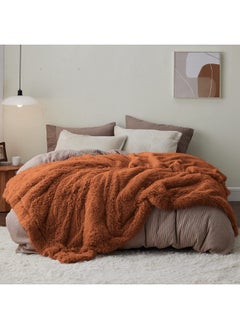 Bedsure Bedsure Soft Burnt Orange King Size Blanket for Bed, Fluffy Fuzzy Large King Blanket for Winter, Cozy Plush Sherpa Fleece Faux Fur Blanket, Thick Warm Christmas Blanket Gifts for Women, Men, 108x90  - Image 5