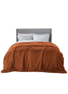Bedsure Bedsure Soft Burnt Orange King Size Blanket for Bed, Fluffy Fuzzy Large King Blanket for Winter, Cozy Plush Sherpa Fleece Faux Fur Blanket, Thick Warm Christmas Blanket Gifts for Women, Men, 108x90  - Image 1