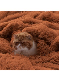 Bedsure Bedsure Soft Burnt Orange King Size Blanket for Bed, Fluffy Fuzzy Large King Blanket for Winter, Cozy Plush Sherpa Fleece Faux Fur Blanket, Thick Warm Christmas Blanket Gifts for Women, Men, 108x90  - Image 4