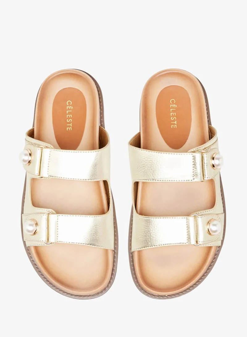 Celeste Womens Textured Slip-On Sandals