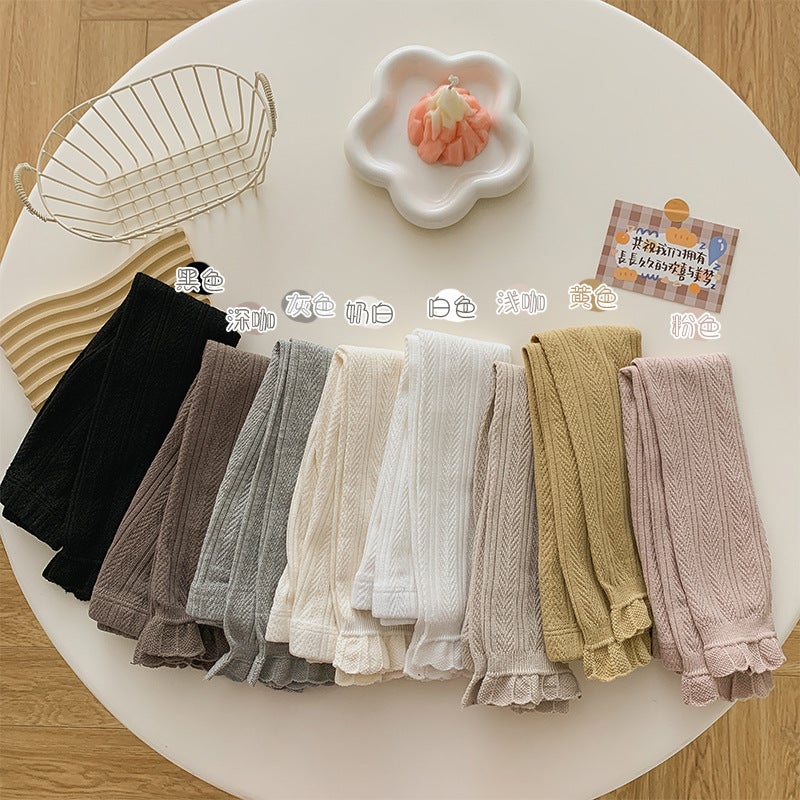 Girls' Leggings Thin Wheat Pattern Solid Color Children'S Leggings New Nine-Point Girls' Pants - Image 5