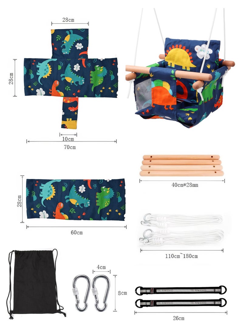 فنز  مقعد متأرجح آمن من القماش وكرسي متأرجح معلق خشبي للأطفال الرضع في الداخل والخارج - Image 5