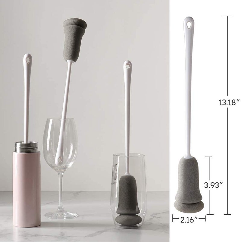 NILKANTH® Sponge Bottle Cleaning Brush | Baby Bottle, Wine Glass & Vase Cleaner | Long Handle Glassware Cleaning Brush (1 Pc, Random Color) - Image 3