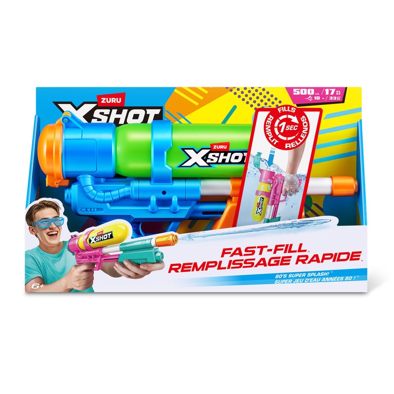 X-Shot 80's سوبر سبلاش! مسدس ماء رجعي سريع التعبئة (500 مل، متنوع) - Image 1
