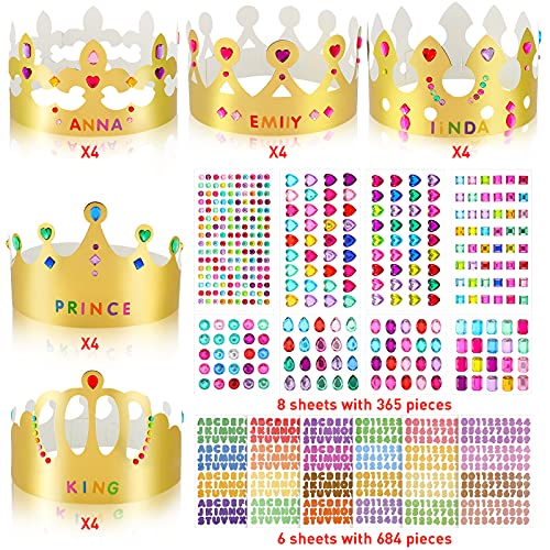 Chinco Paper Princess Prince Crowns for Kids Birthday Party Hats Gold for Boys Girls DIY Crown Supplies (Classic Style,34 Pieces) - Image 2