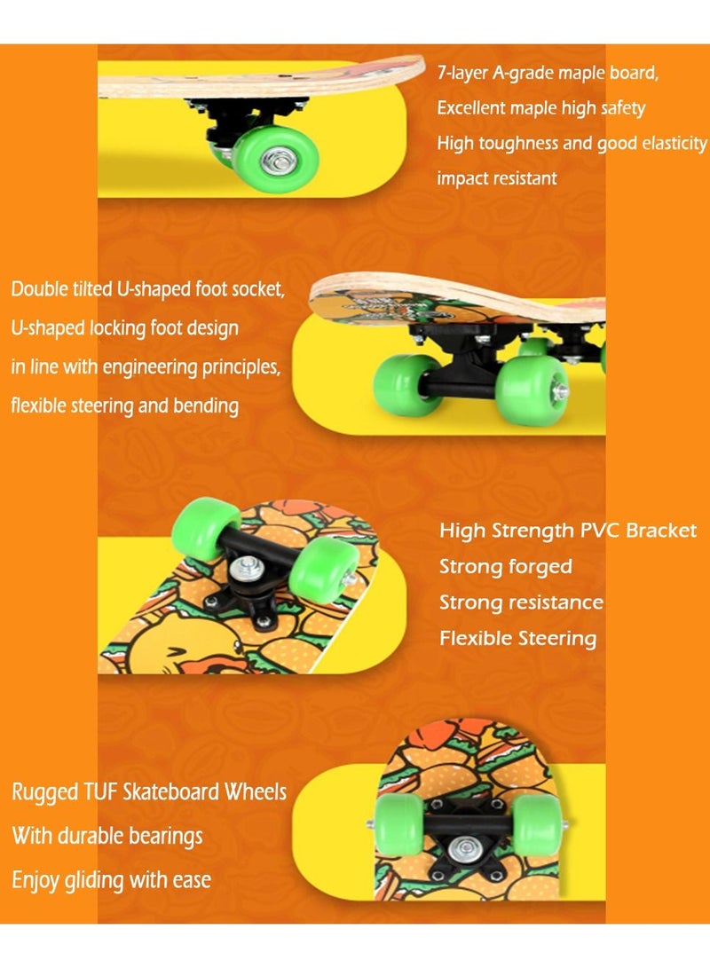 B.duck Four Wheel 31" Skateboard Longboard For Beginners 7 Layer Canadian Maple Wood Double Kick Concave Complete Beginners Skateboard For Kids - Image 2