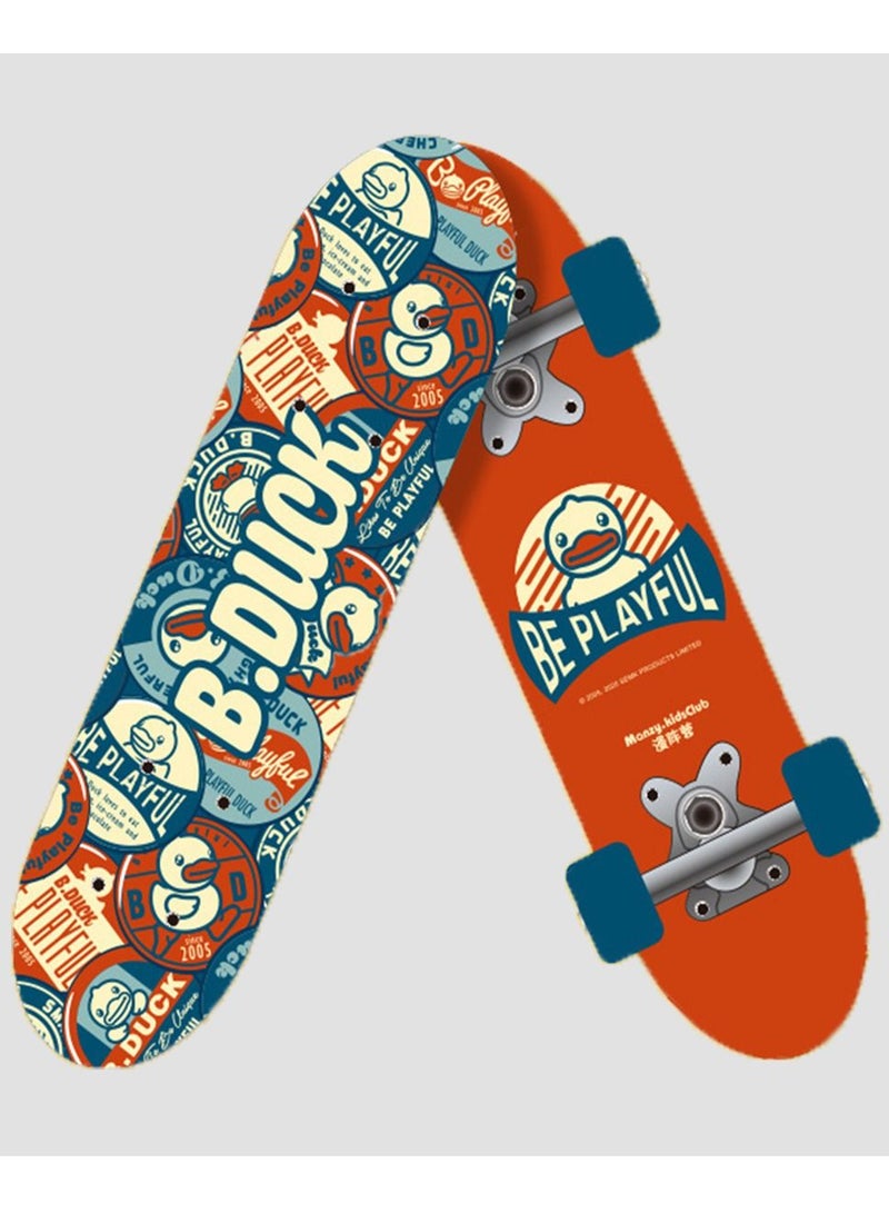 B.duck Four Wheel 31" Skateboard Longboard For Beginners 7 Layer Canadian Maple Wood Double Kick Concave Complete Beginners Skateboard For Kids - Image 1