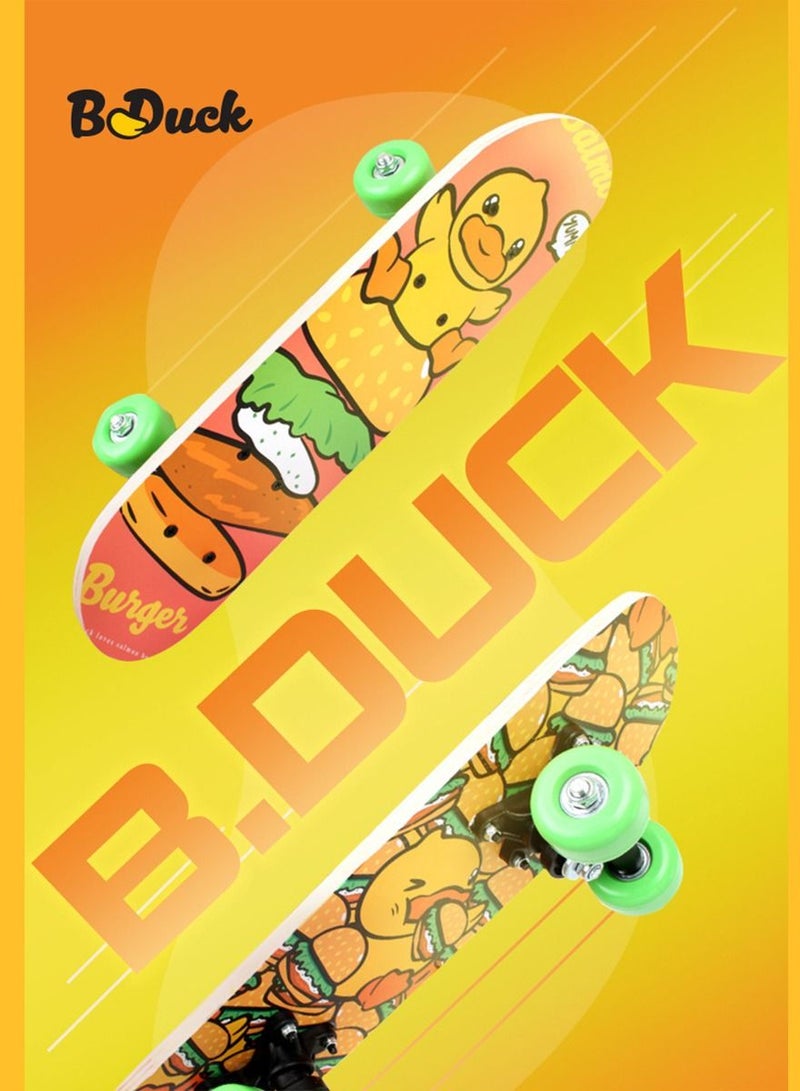 B.duck Four Wheel 31" Skateboard Longboard For Beginners 7 Layer Canadian Maple Wood Double Kick Concave Complete Beginners Skateboard For Kids - Image 5