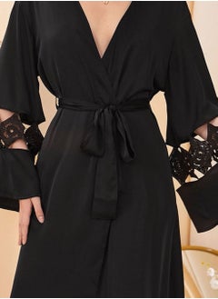 femmine World Long black satin robe  - Image 3