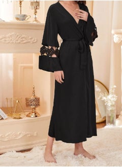 femmine World Long black satin robe  - Image 2