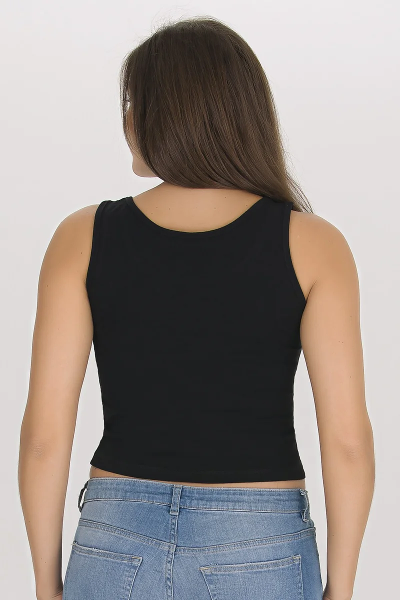 سينسو Women's Thick Strap Black Crop Bustier - BST1005