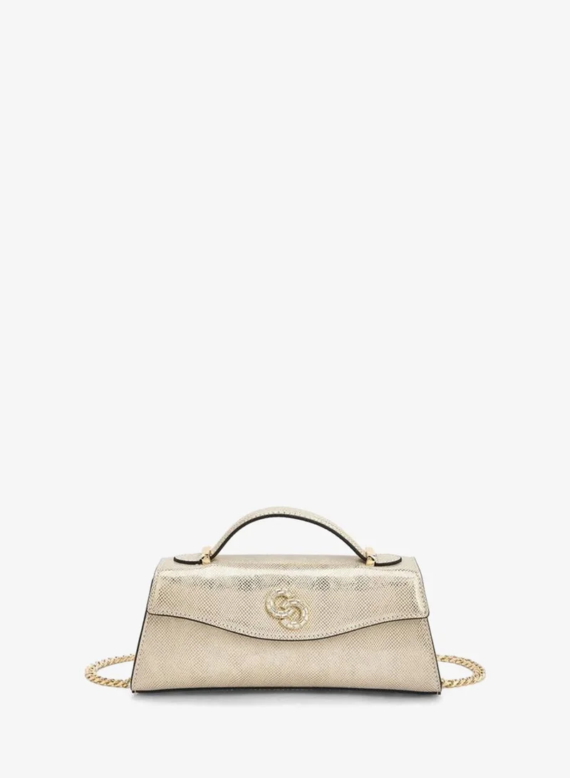 سيليست Metallic Textured Satchel Bag With Chain Strap Ramadan Collections