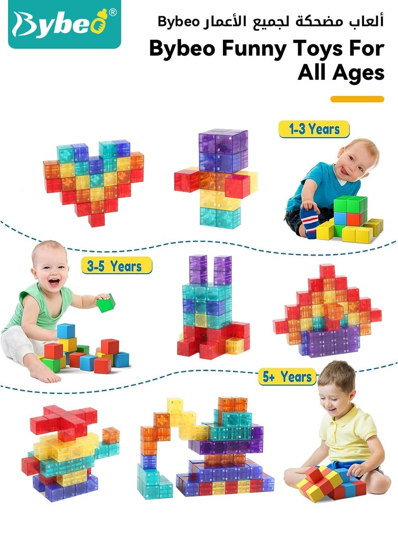 بيبو مجموعة مكعبات بناء مغناطيسية للأطفال من 32 قطعة، مكعبات مغناطيسية، ألعاب مونتيسوري، لعبة STEM للأطفال من عمر سنتين فما فوق، مجموعة مكعبات بناء ثلاثية الأبعاد تعزز التطور الإبداعي والتعليمي للعقل - Image 4