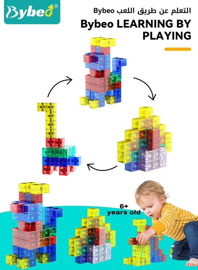 بيبو مجموعة مكعبات بناء مغناطيسية للأطفال من 32 قطعة، مكعبات مغناطيسية، ألعاب مونتيسوري، لعبة STEM للأطفال من عمر سنتين فما فوق، مجموعة مكعبات بناء ثلاثية الأبعاد تعزز التطور الإبداعي والتعليمي للعقل - Image 3