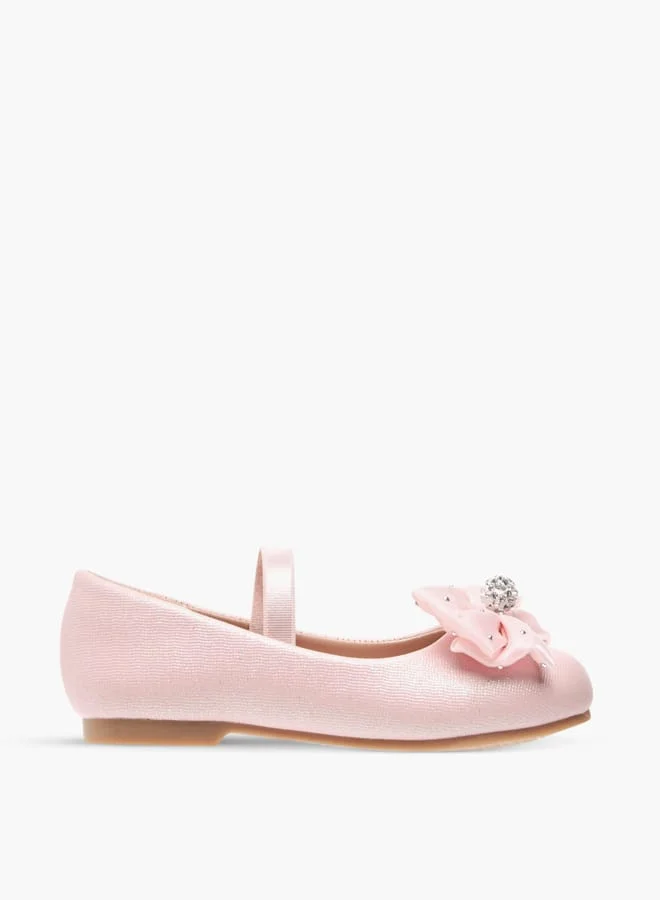 جونيورز حذاء باليرينا بناتي مزين بفيونكة وشريط مطاطي
