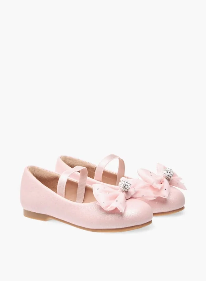 جونيورز حذاء باليرينا بناتي مزين بفيونكة وشريط مطاطي