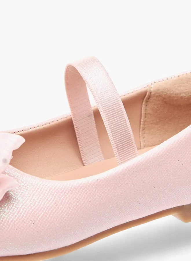 JUNIORS Girls Embellished Bow Accent Ballerina Shoes With Elasticated Strap
