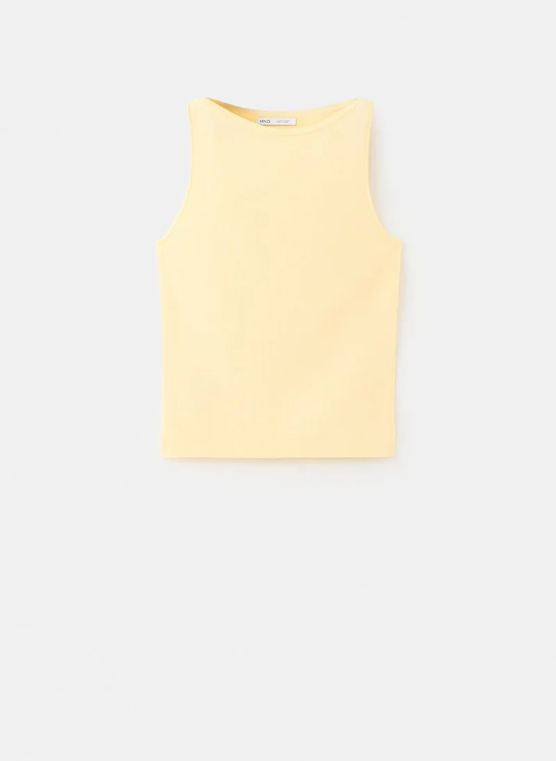 Mango 10-VAINILLA Fine-Knit Boatneck Top for Women | Best Price UAE