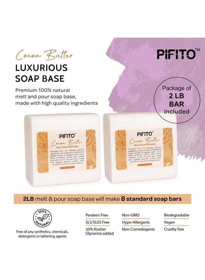 Pifito قاعدة صابون كاكاو زبدة ذوبان وصب (2 رطل) │ قاعدة صابون جليسرين طبيعية 100% فاخرة │ مستلزمات صناعة الصابون الفاخرة - Image 2