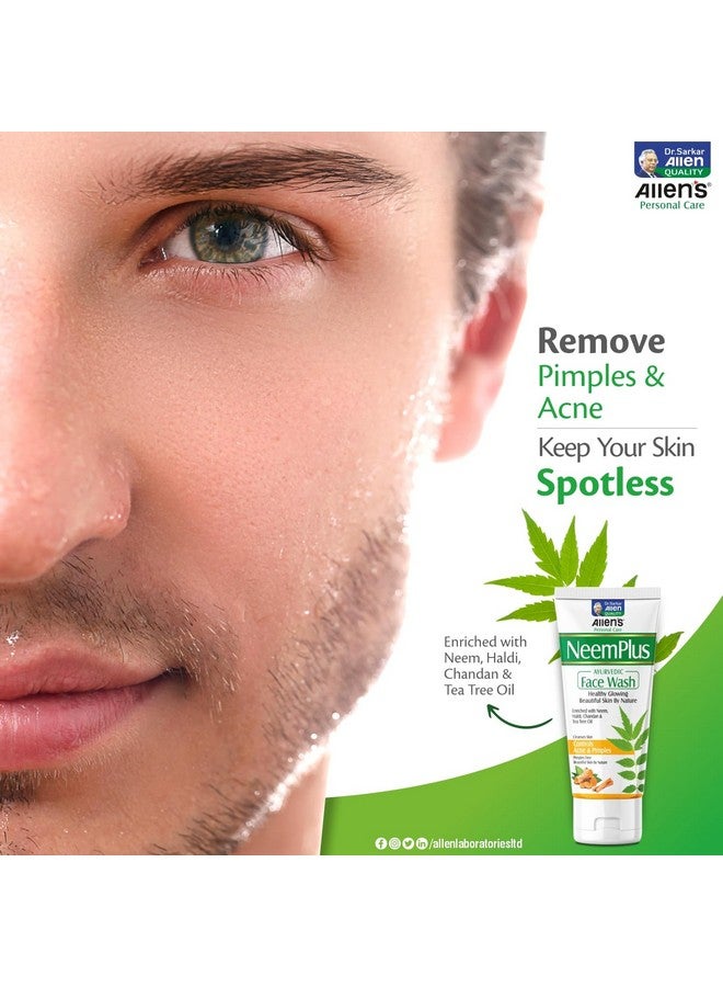 Allen's NeemPlus Ayurvedic Face Wash (100ml X 2) - helps gently cleanse dirt, pollution and impurities from the skin. It may help manage acne and pimples. - Image 3