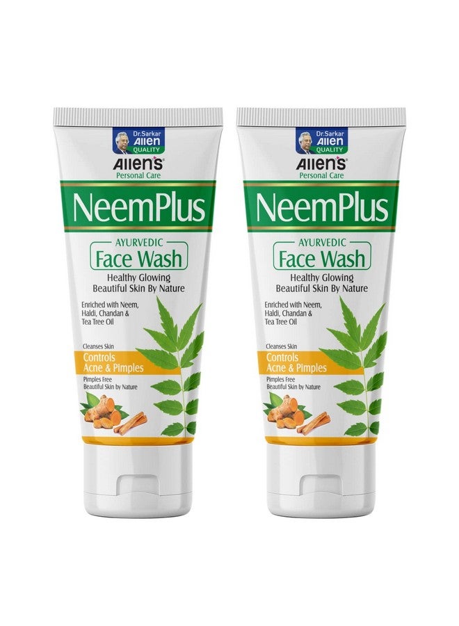 Allen's NeemPlus Ayurvedic Face Wash (100ml X 2) - helps gently cleanse dirt, pollution and impurities from the skin. It may help manage acne and pimples. - Image 1