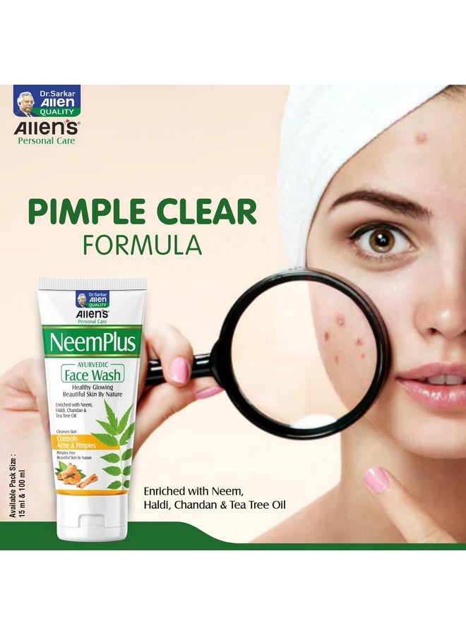Allen's NeemPlus Ayurvedic Face Wash (100ml X 2) - helps gently cleanse dirt, pollution and impurities from the skin. It may help manage acne and pimples. - Image 2