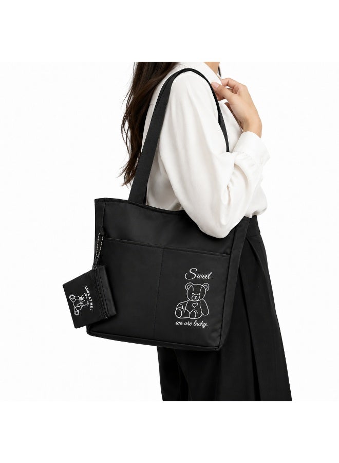 Hot Shopping Women’s Tote Bag with Top Zipper, Multiple Front Pockets, Detachable Mini Purse and Wide Shoulder Straps - Image 1