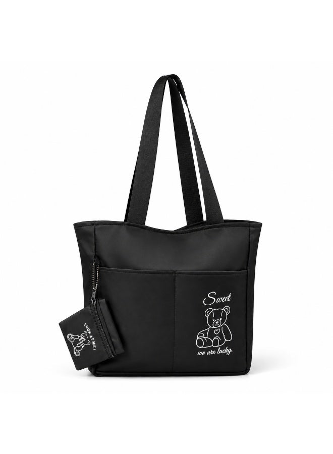 Hot Shopping Women’s Tote Bag with Top Zipper, Multiple Front Pockets, Detachable Mini Purse and Wide Shoulder Straps - Image 2