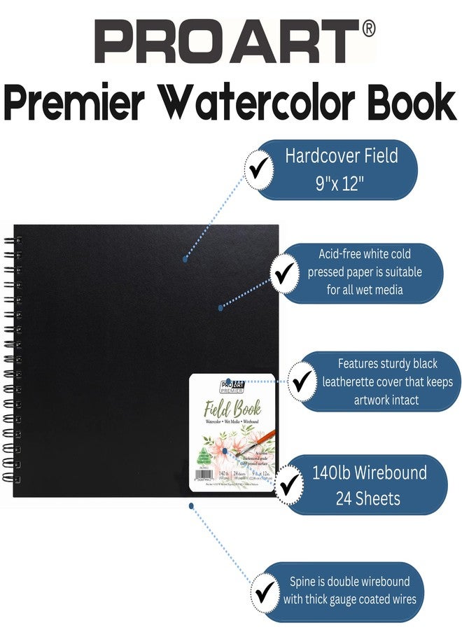 Pro Art Prem Watercolor Field Book 9"x12", 24 Sheets, 140#, Watercolor Paper, Sketchbook, Water Color Paper, Paper Pad, Journal, Book, Paint Painting Paper - Image 2