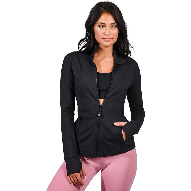 90 Degree By Reflex Womenâ€™s Lightweight, Full Zip Running Track Jacket - Black - Small - Image 2