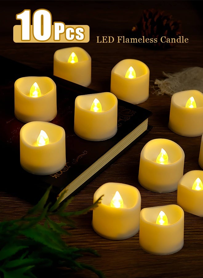 10 pcs  LED Tea Lights Flameless Candle with Timer, 6 Hours on and 18 Hours Off, 1.4 x 1.3 Inch, Warm White - Image 1