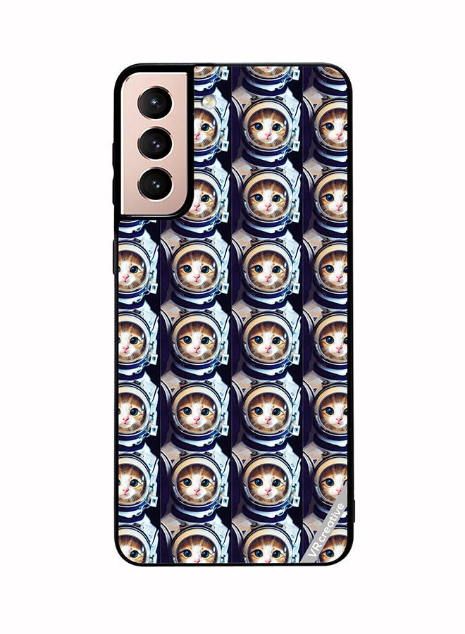 VR CREATIVE Protective Case Cover For Samsung Galaxy S21 Plus 5G Cat Face Inside Astronauts Helmet Pattern Design Multicolour - Image 1