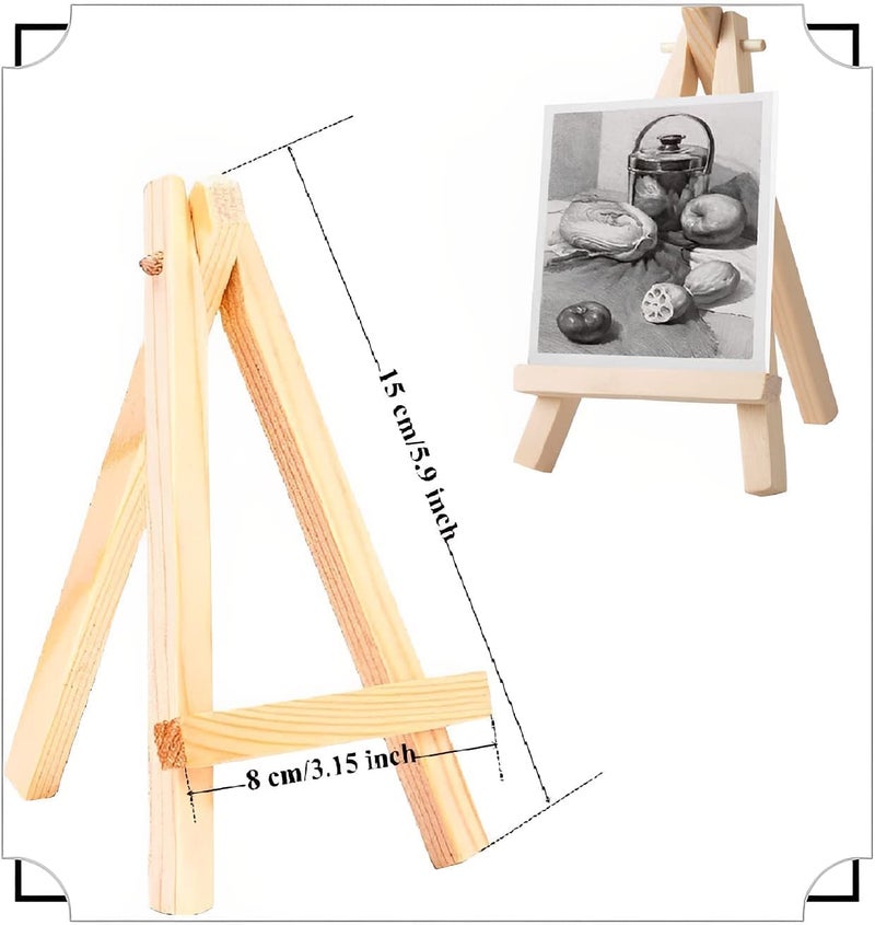 Qatalitic 6 Inch (Set of 2pc.) Mini Wooden Easel Stand, Adjustable Small Tabletop Easels for Artist Painting Mini Canvas, Business Card Display, Students Kids, and Displaying Photos - Image 3