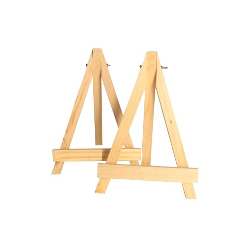 Qatalitic 6 Inch (Set of 2pc.) Mini Wooden Easel Stand, Adjustable Small Tabletop Easels for Artist Painting Mini Canvas, Business Card Display, Students Kids, and Displaying Photos - Image 1