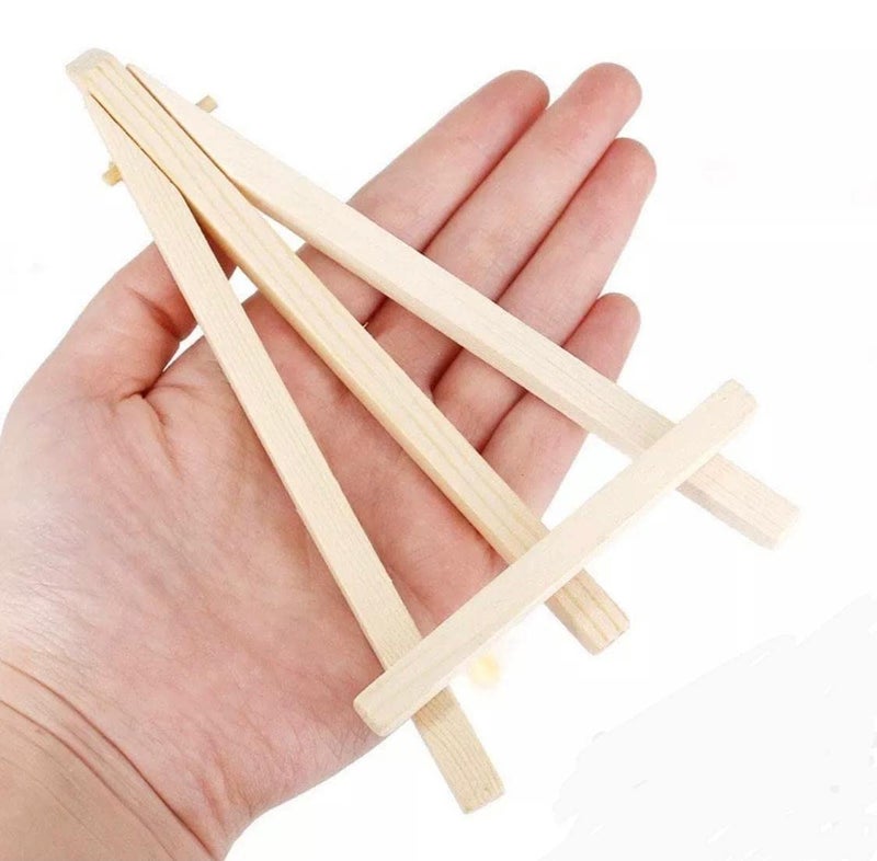Qatalitic 6 Inch (Set of 2pc.) Mini Wooden Easel Stand, Adjustable Small Tabletop Easels for Artist Painting Mini Canvas, Business Card Display, Students Kids, and Displaying Photos - Image 2