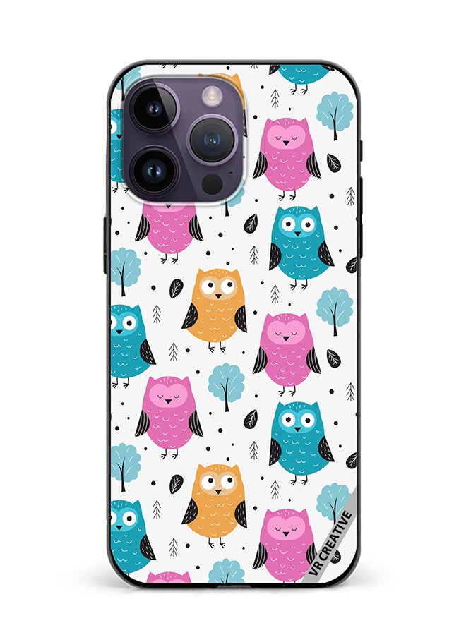 Protective Case Cover For Apple iPhone 16 Pro Max Owls Seamless Pattern Design Multicolour