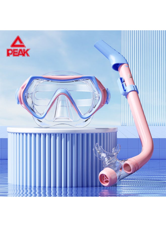 PEAK Snorkel Set For Kids, Full Face Snorkel Mask With Dry Top Snorkel, High Visibility Swim Goggles In Pink And Blue - Image 1