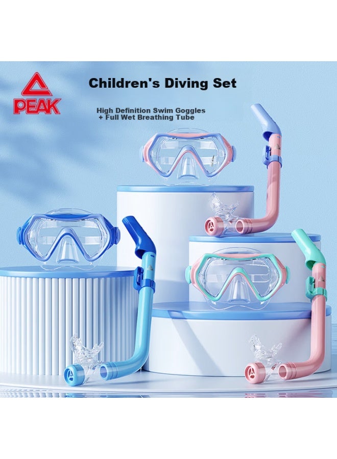 PEAK Snorkel Set For Kids, Full Face Snorkel Mask With Dry Top Snorkel, High Visibility Swim Goggles In Pink And Blue - Image 2