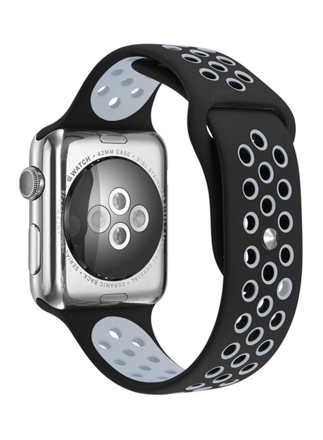 NIBEMINENT Replacement Band For Apple Watch Series 1/2/3 42mm Black/Grey - Image 1