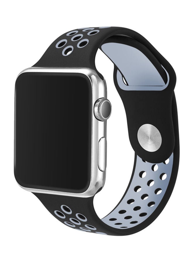 NIBEMINENT Replacement Band For Apple Watch Series 1/2/3 42mm Black/Grey - Image 2