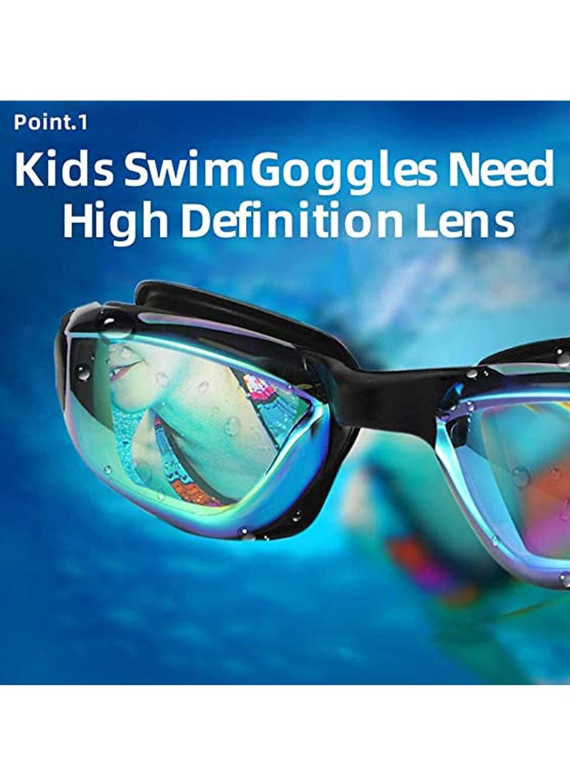 SYOSI نظارات سباحة 2 حزمة للأطفال والبالغين رجال ونساء، نظارات سباحة بدون تسرب مضادة للضباب حماية من الأشعة فوق البنفسجية للأطفال فوق 3 سنوات، العمر 3-6، العمر 6-14، صغار، بالغين، حمام سباحة، مياه مفتوحة - Image 3