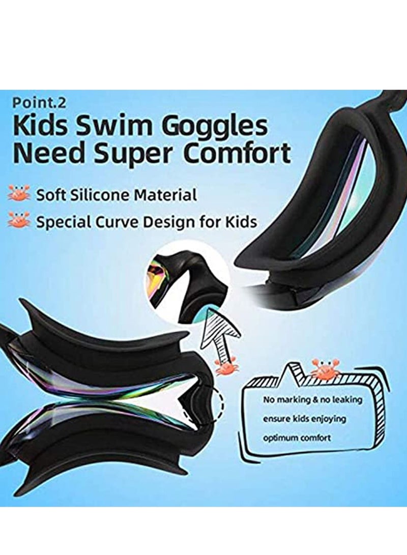 SYOSI نظارات سباحة 2 حزمة للأطفال والبالغين رجال ونساء، نظارات سباحة بدون تسرب مضادة للضباب حماية من الأشعة فوق البنفسجية للأطفال فوق 3 سنوات، العمر 3-6، العمر 6-14، صغار، بالغين، حمام سباحة، مياه مفتوحة - Image 4
