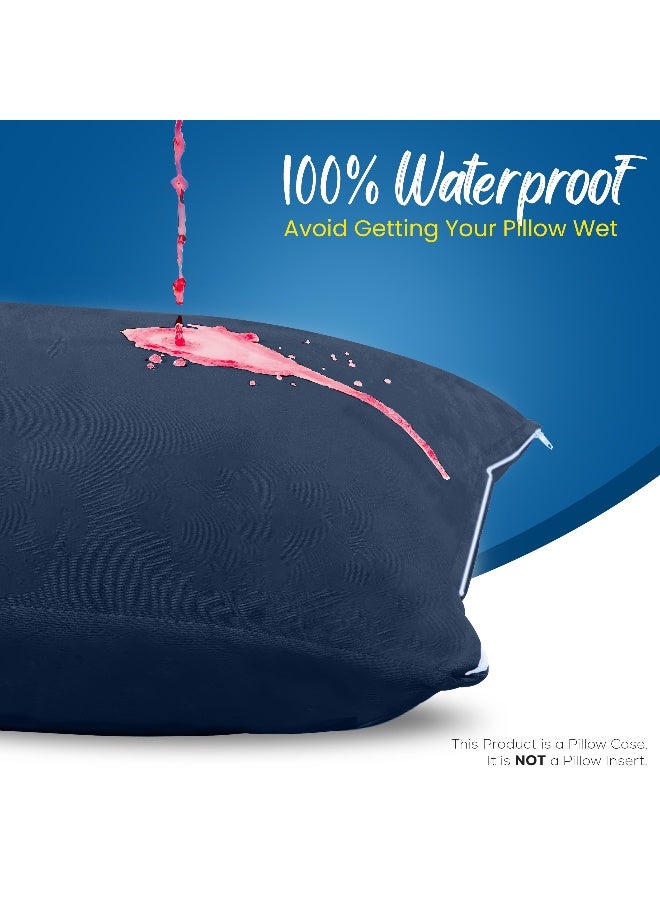 Utopia Bedding Zippered Waterproof Throw Pillow Protectors (No Pillow Inserts), European (Pack of 4, Navy), Bed Bug Proof Decorative Pillow Encasement Covers for Outdoors, Bed, Couch 26 x 26 inches - Image 3