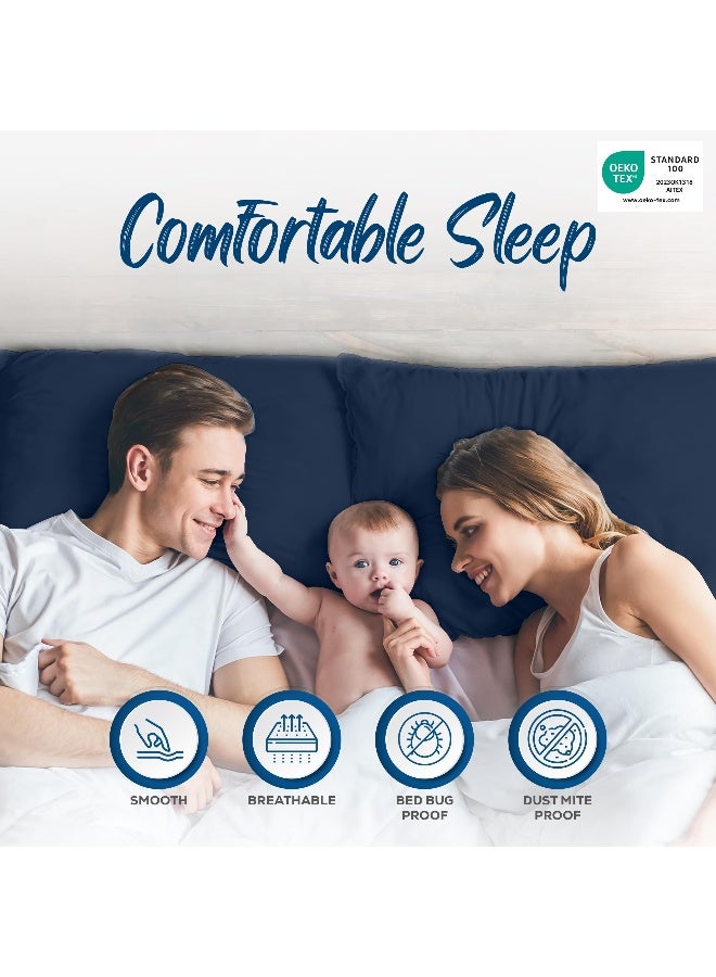 Utopia Bedding Zippered Waterproof Throw Pillow Protectors (No Pillow Inserts), European (Pack of 4, Navy), Bed Bug Proof Decorative Pillow Encasement Covers for Outdoors, Bed, Couch 26 x 26 inches - Image 5