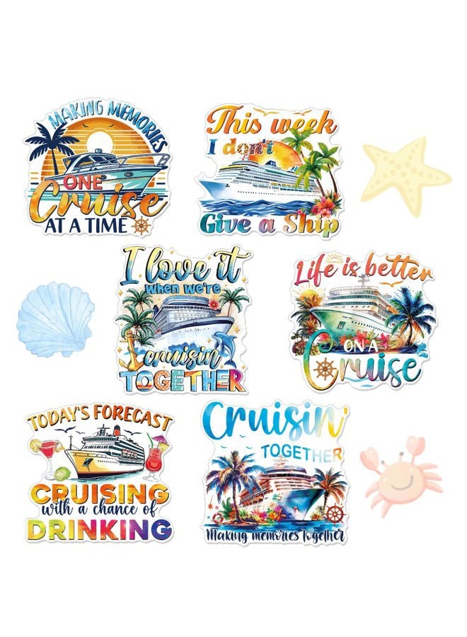 Wxiben Cruise Door Decorations Magnetic - 6 Pcs Sea Navigation Cruise Door Magnets Funny Nautical Cruise Ship Door Decorations Magnets Sticker Decals for Carnival Stateroom Cabin Party Decor - Image 1