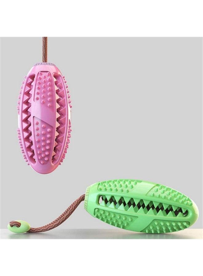 لعبة مضغ كرات الرجبي المطاطية المبطنة المتينة والآمنة والناعمة، مثالية لتدريب الكلاب والجراء ولعبها (اللون الوردي) - Image 4