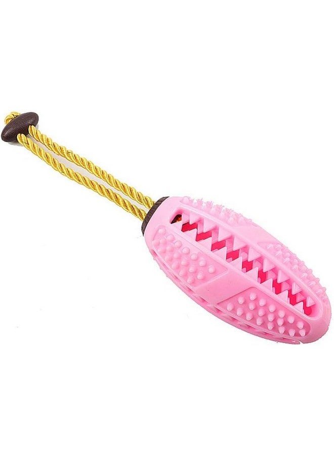 لعبة مضغ كرات الرجبي المطاطية المبطنة المتينة والآمنة والناعمة، مثالية لتدريب الكلاب والجراء ولعبها (اللون الوردي) - Image 1