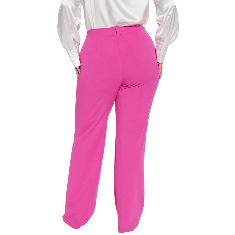 Charyeah Women Stretchy Dress Pants Wrinkle Free Work Pants Fashion Button Wide Leg Pants Business Casual Trousers 2025 (US, Alpha, Small, Regular, Regular, Pink) - Image 5