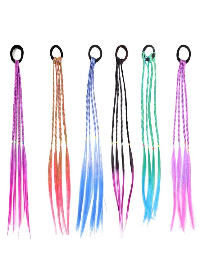 SYGA Pack of 6 Cute Girl Colorful Wig Hair Rope - Princess Twisted Braid Elastic Ponytail Headdress, Fashionable Children's Hair Accessories (Multicolor-04) - Image 1